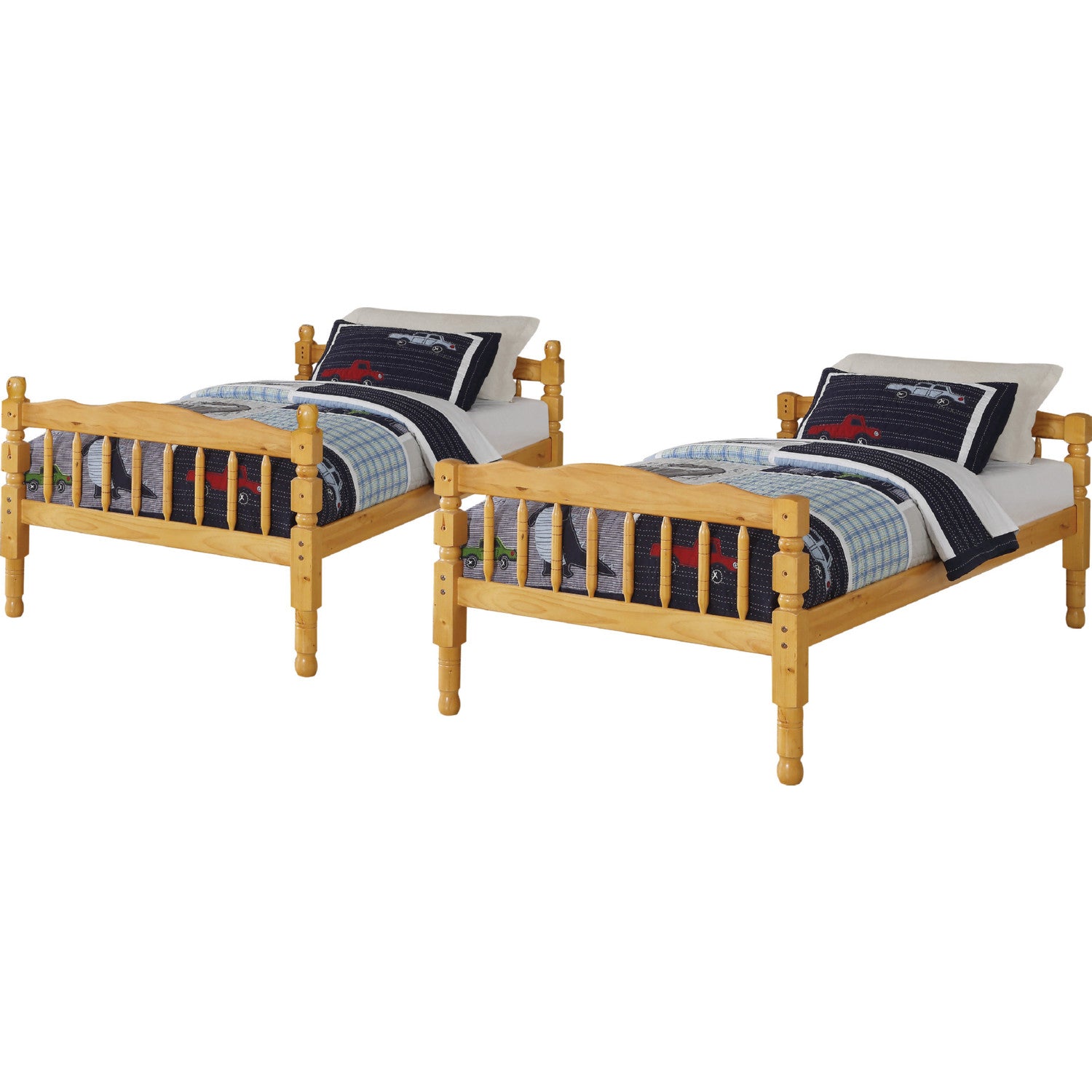 81" X 43" X 60" Twin Over Twin Natural Pine Wood Bunk Bed