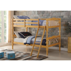81" X 43" X 60" Twin Over Twin Natural Pine Wood Bunk Bed
