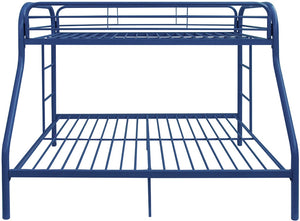 84" X 62" X 65" Twin Xl Over Queen Blue Metal Tube Bunk Bed