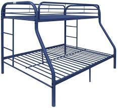 84" X 62" X 65" Twin Xl Over Queen Blue Metal Tube Bunk Bed