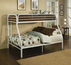 78" X 54" X 60" Twin Over Full White Metal Tube Bunk Bed