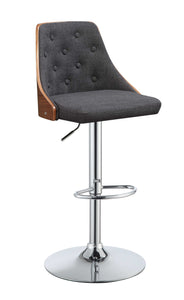 34" Dark Grey Fabric Seat with Metal Base Adjustable Bar Stool with Swivel