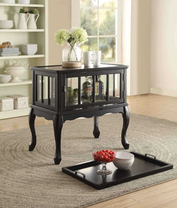 28" X 19" X 31" Black Wood Console Table & Tray