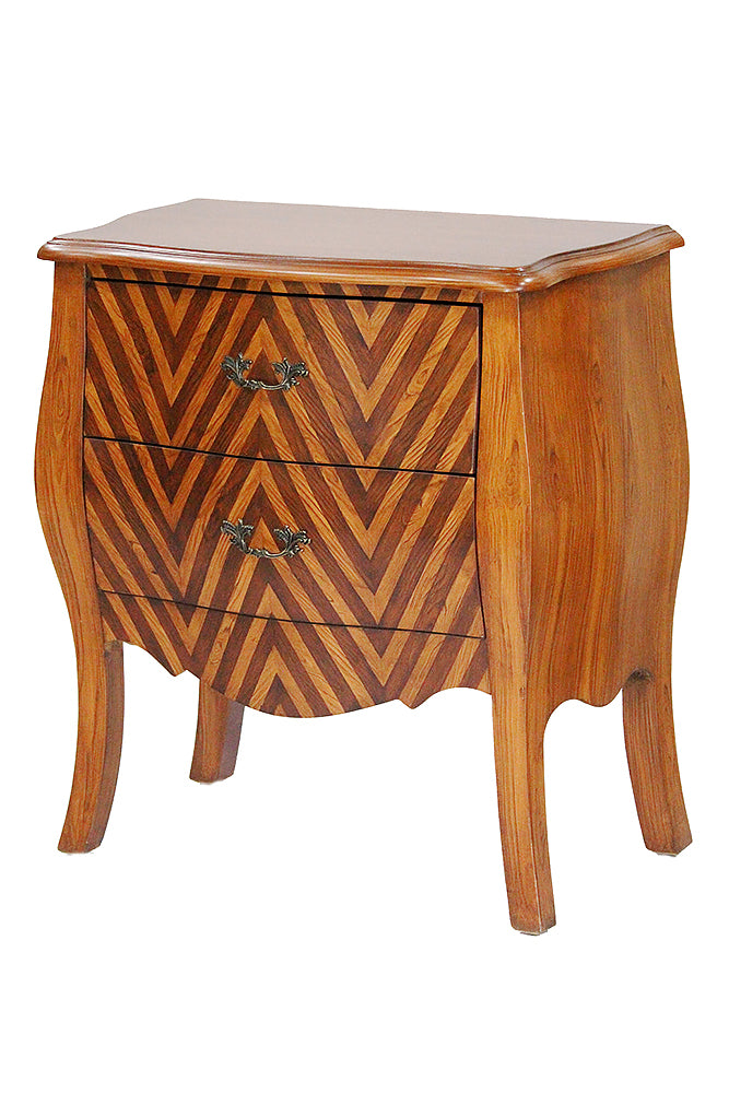 28.5" X 15" X 30.25" Woodgrain Chevron MDF Wood Bombay Cabinet with Drawers