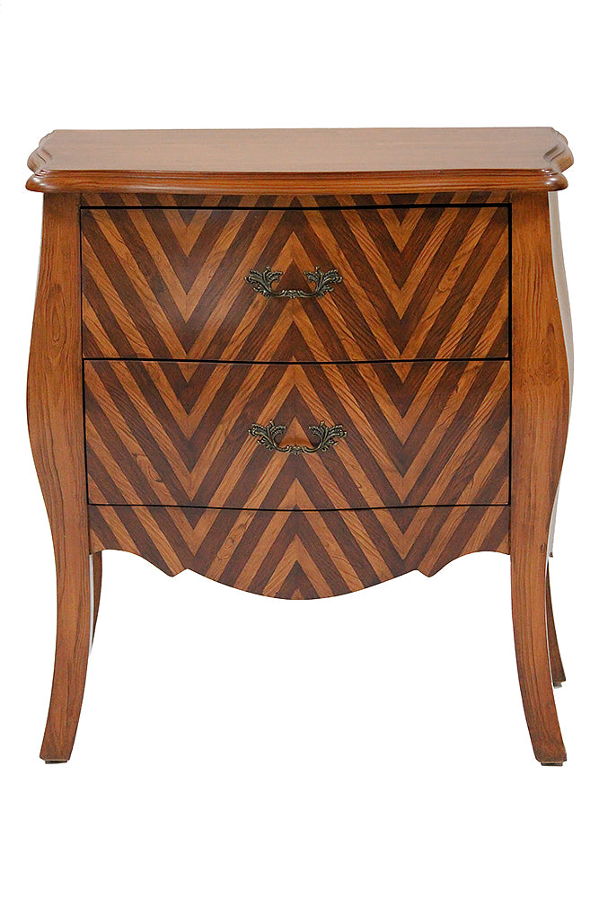 28.5" X 15" X 30.25" Woodgrain Chevron MDF Wood Bombay Cabinet with Drawers