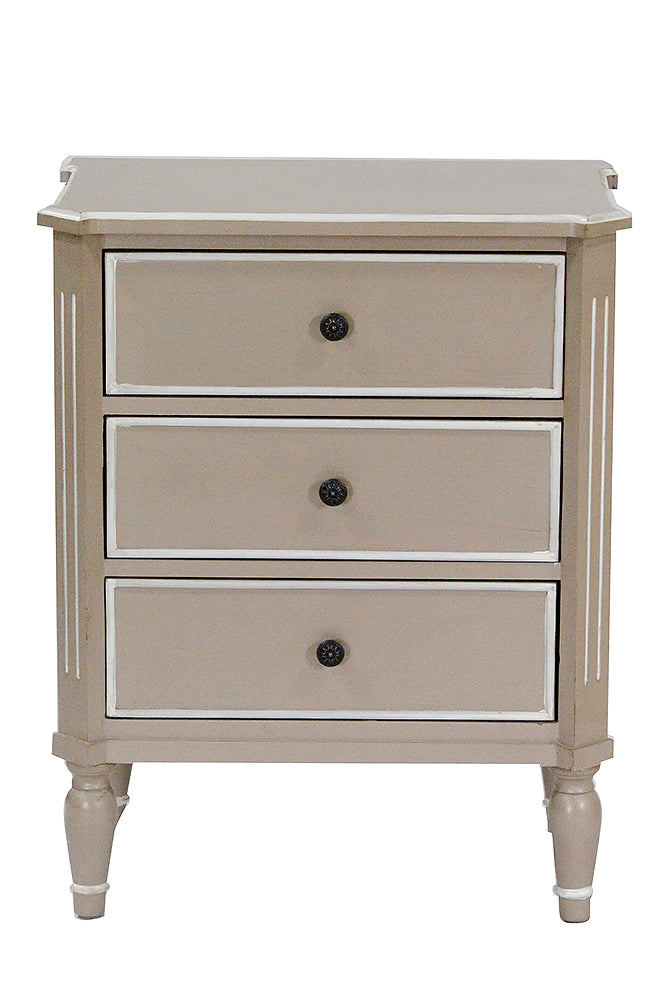 24" X 15" X 30.5" Taupe MDF Wood Accent Cabinet with Drawers