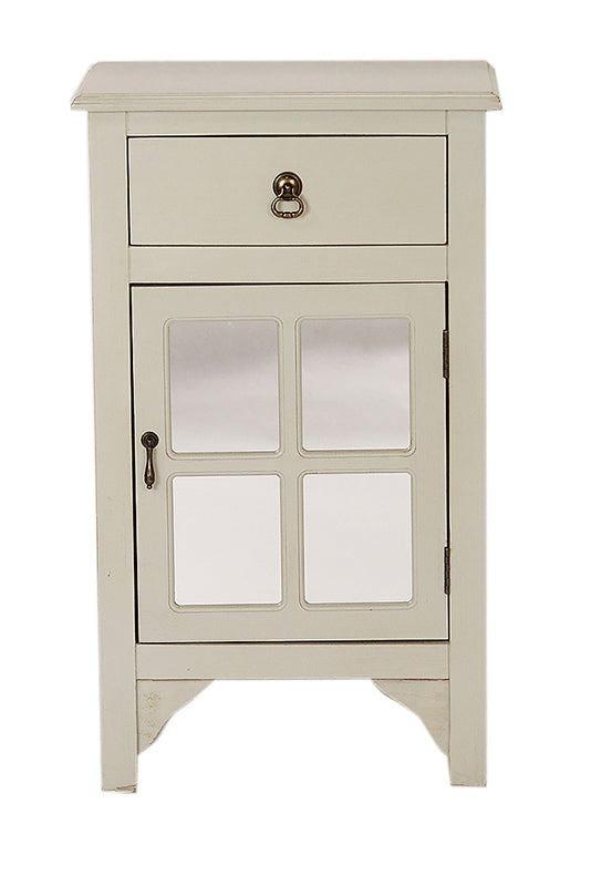18" X 13" X 30" Light Sage MDF  Wood  Mirrored Glass Cabinet with a Drawer and a Door