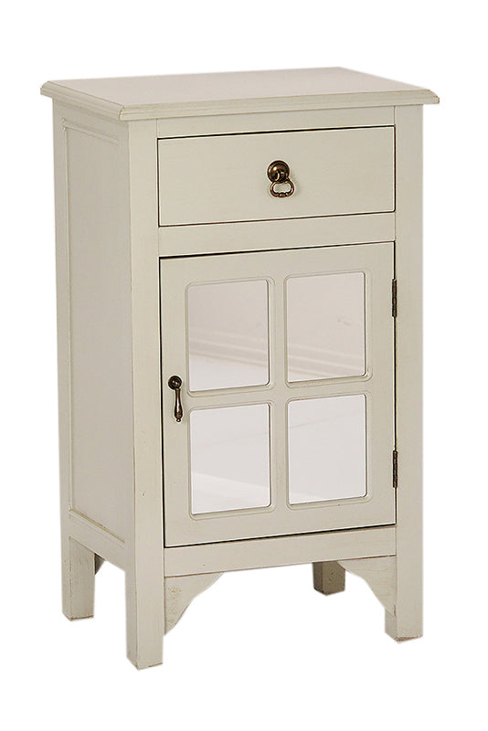 18" X 13" X 30" Light Sage MDF  Wood  Mirrored Glass Cabinet with a Drawer and a Door