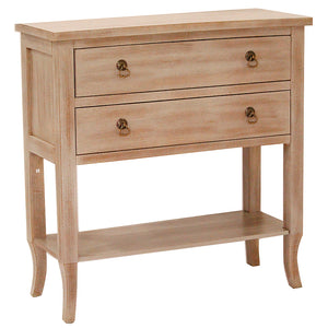 32" X 13" X 33" Beige Wash MDF  Wood Console Table with a Shelf and  Drawers