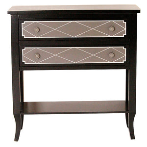 32" X 13" X 33" Black W  Gray MDF  Wood Console Table with a Shelf and  Drawers