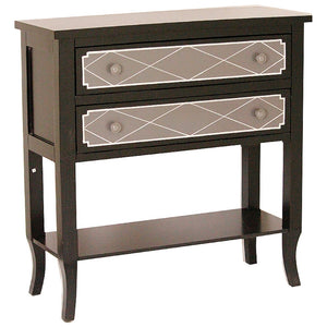 32" X 13" X 33" Black W  Gray MDF  Wood Console Table with a Shelf and  Drawers