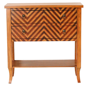 32" X 13" X 33" Woodgran Chevron MDF  Wood Console Table with a Shelf and Drawers
