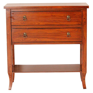 32" X 13" X 33" Mahogany Veneer MDF  Wood Console Table with a Shelf and Drawers