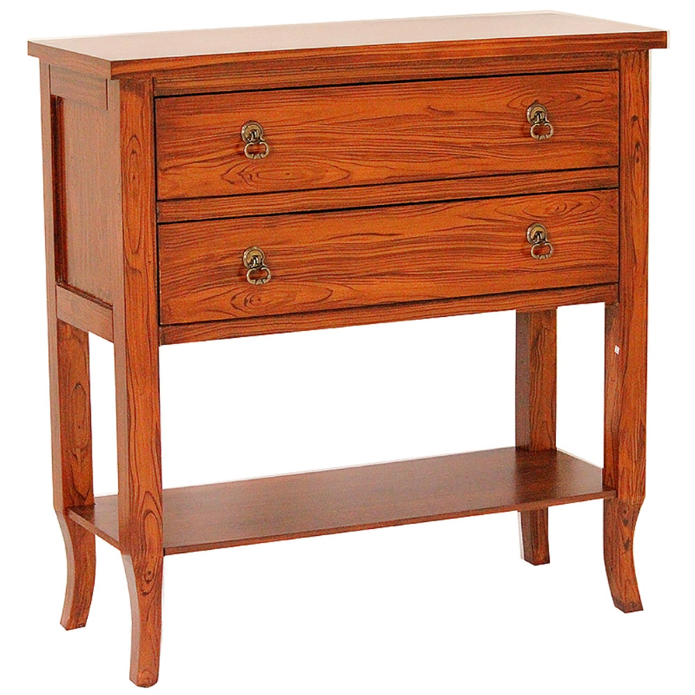 32" X 13" X 33" Mahogany Veneer MDF  Wood Console Table with a Shelf and Drawers
