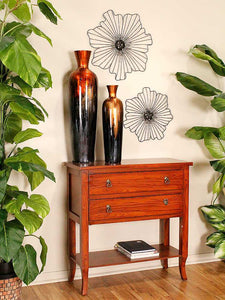 32" X 13" X 33" Mahogany Veneer MDF  Wood Console Table with a Shelf and Drawers