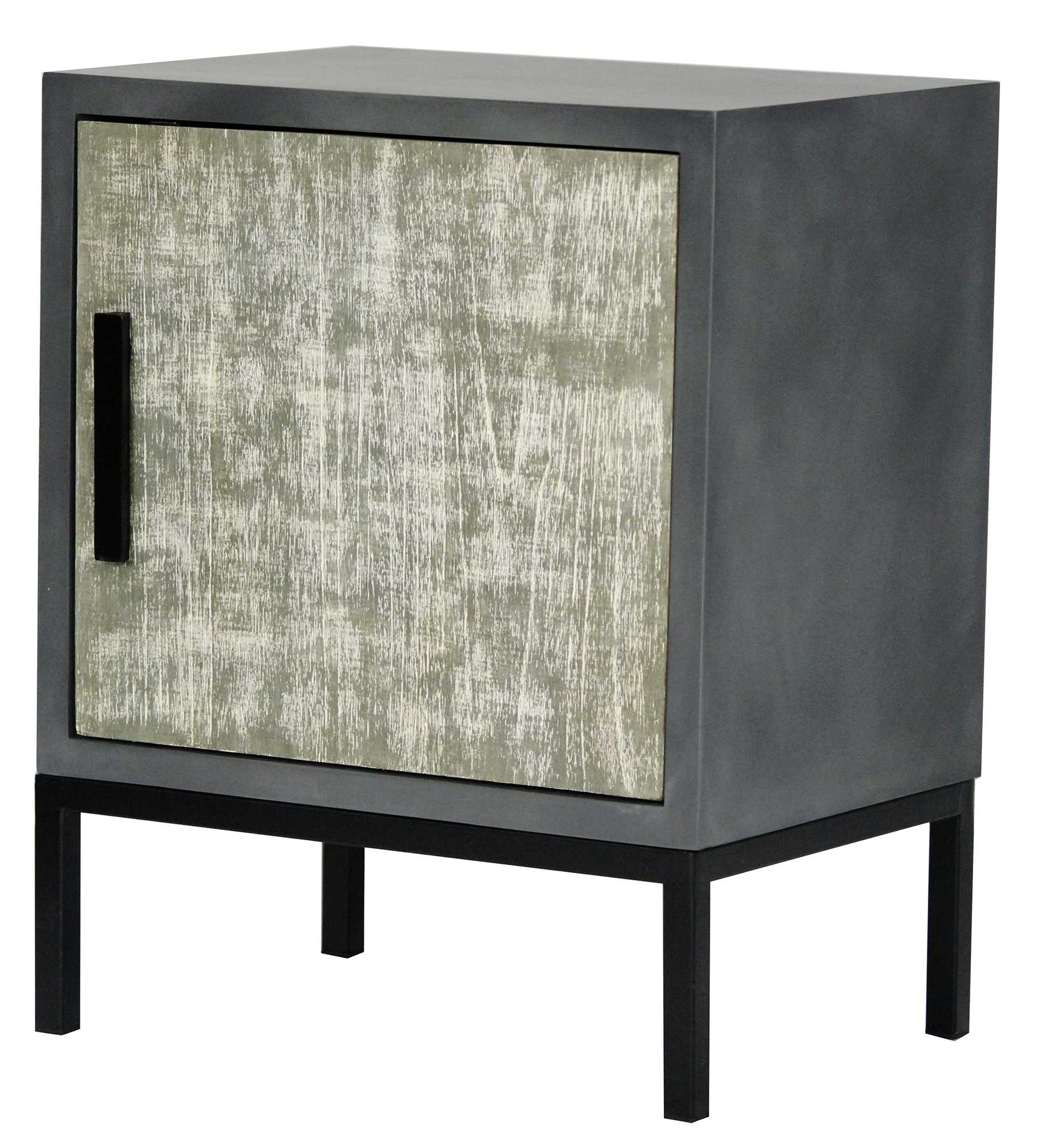 22" X 15" X 27" Gray W  Distressed Gray MDF  Wood  Iron Accent Cabinet with a Door