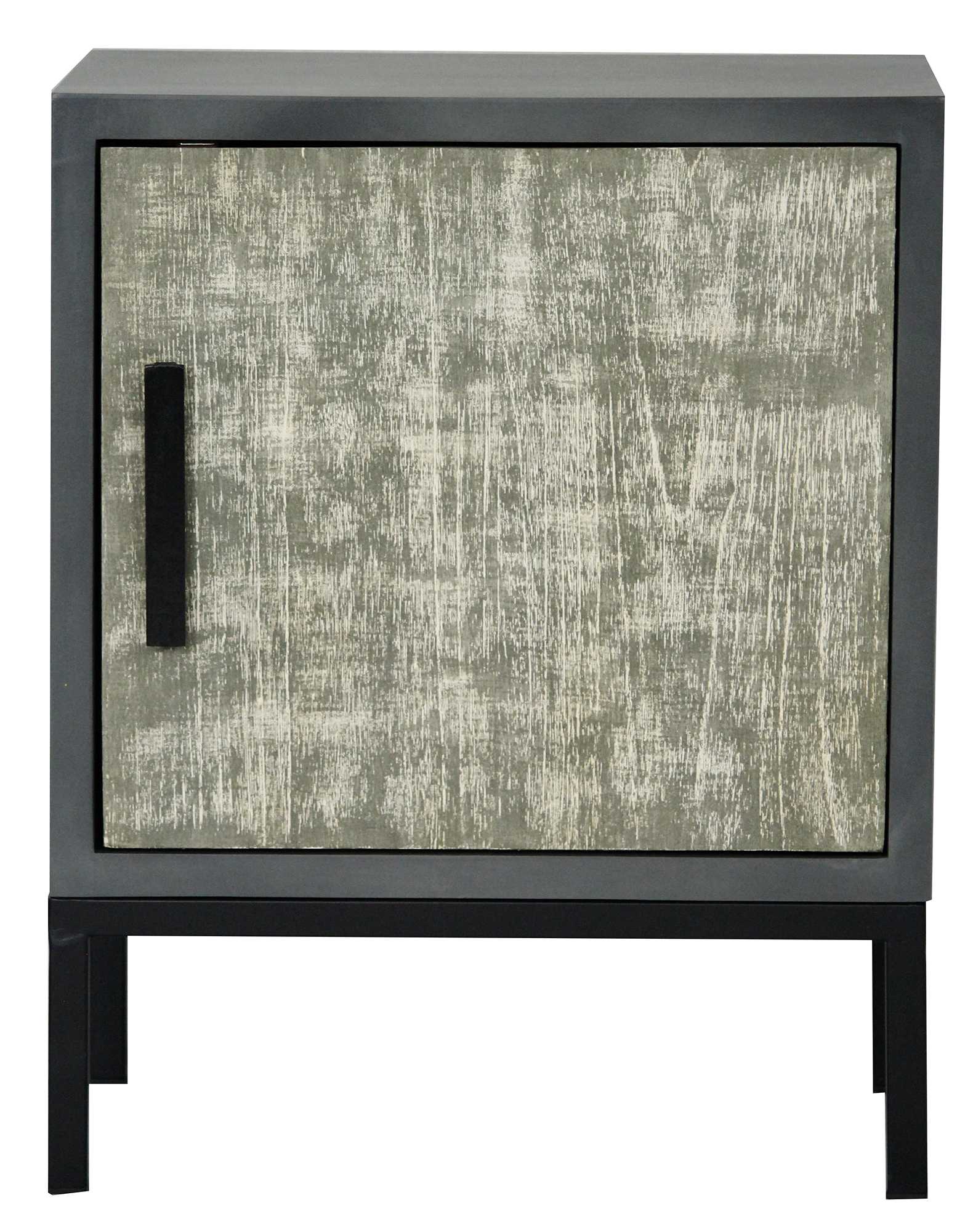 22" X 15" X 27" Gray W  Distressed Gray MDF  Wood  Iron Accent Cabinet with a Door