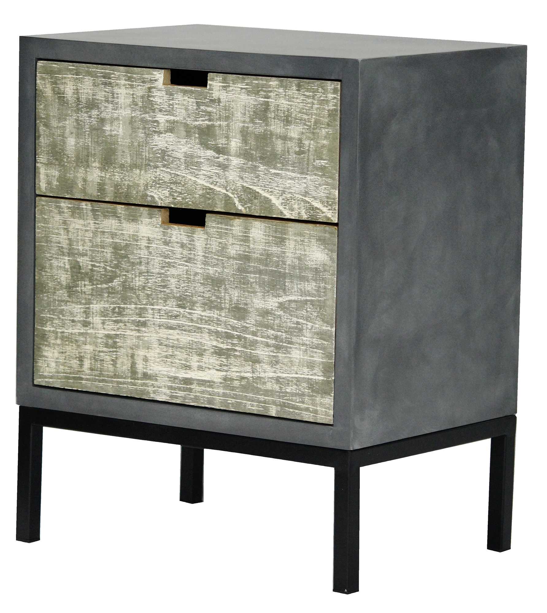 22" X 14" X 27" Gray W  Distressed Gray MDF  Wood  Iron Accent Cabinet with Drawers