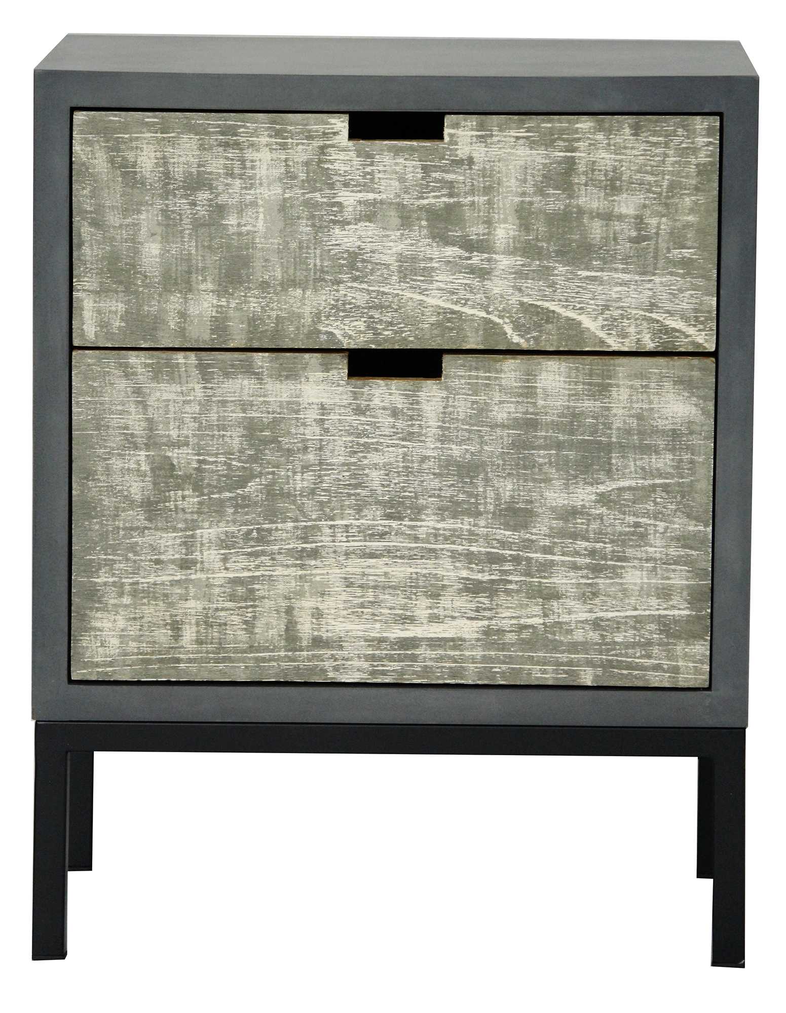 22" X 14" X 27" Gray W  Distressed Gray MDF  Wood  Iron Accent Cabinet with Drawers