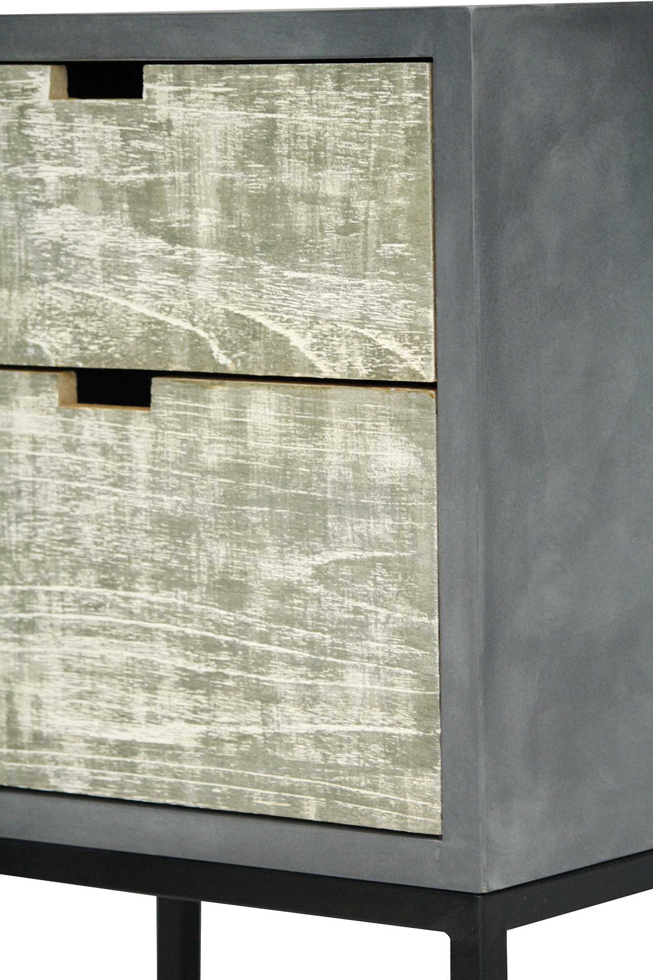 22" X 14" X 27" Gray W  Distressed Gray MDF  Wood  Iron Accent Cabinet with Drawers