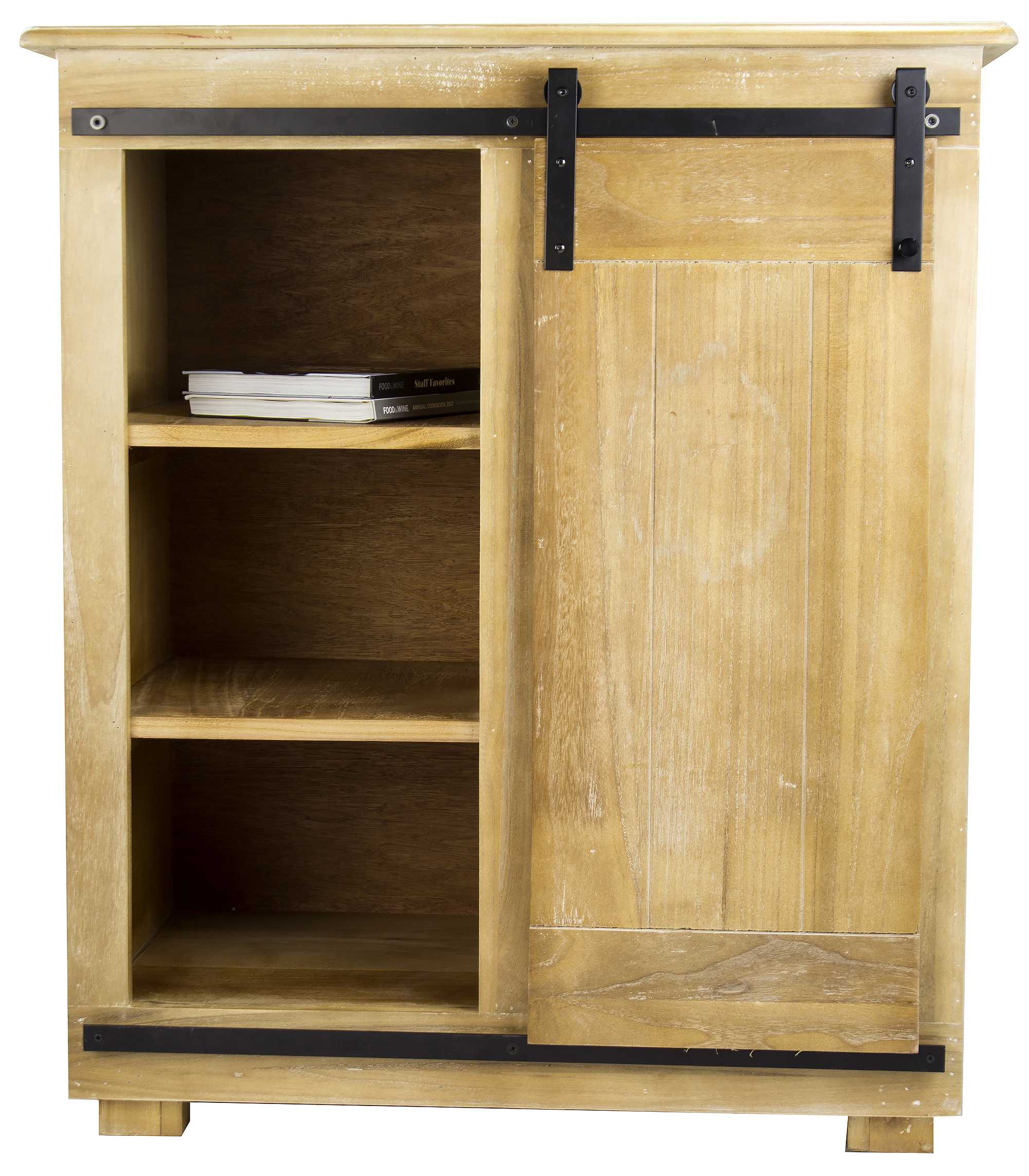 35.5" X 19" X 41.25" Rustic Wood MDF Wood Iron Accent Cabinet with a Door and Drawers