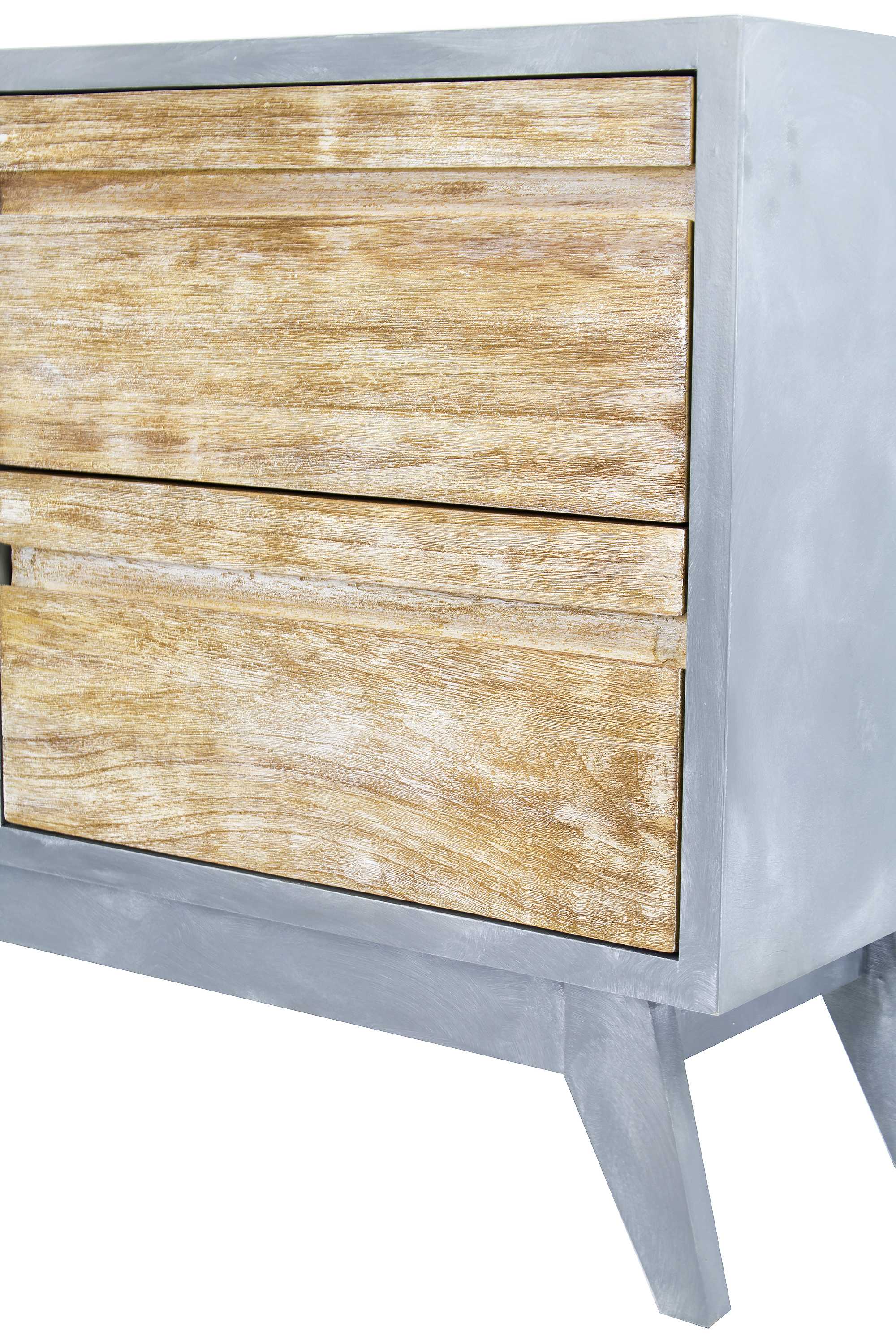 42.5" X 13.75" X 27.5" Gray with Distressed Wood MDF Wood Sideboard with a Door and Drawers