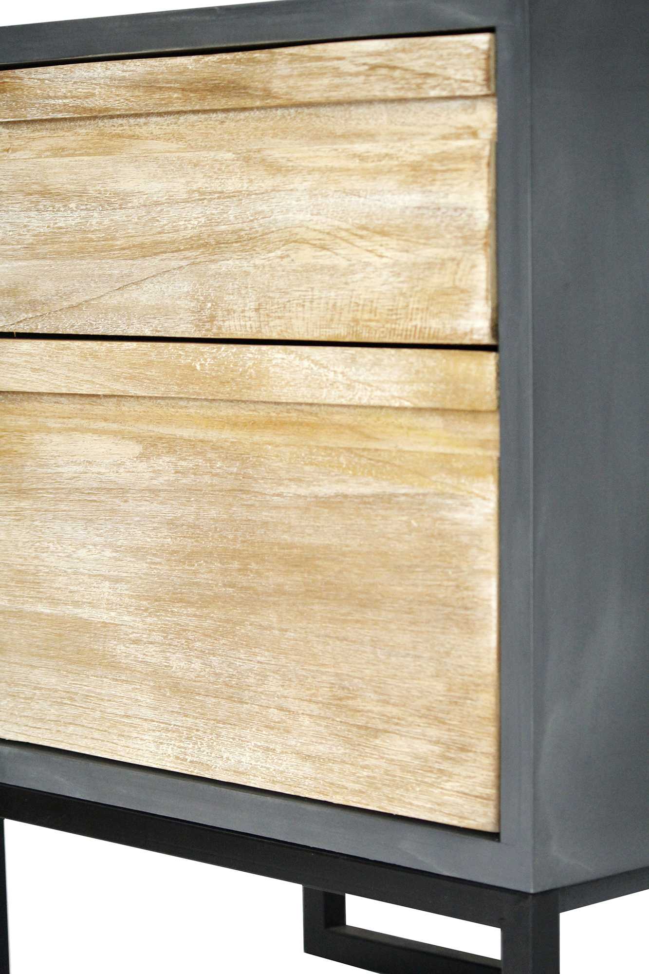 22" X 14" X 27" Gray W  Distressed Wood MDF  Wood  Iron Accent Cabinet with  Drawers