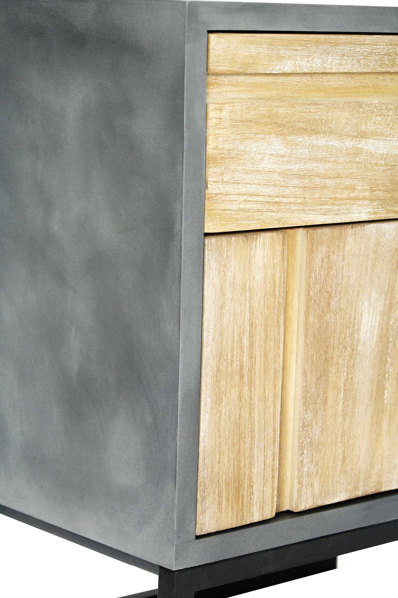 22" X 14" X 27" Gray W  Distressed Wood MDF  Wood  Iron Cabinet with a Drawer and a Door