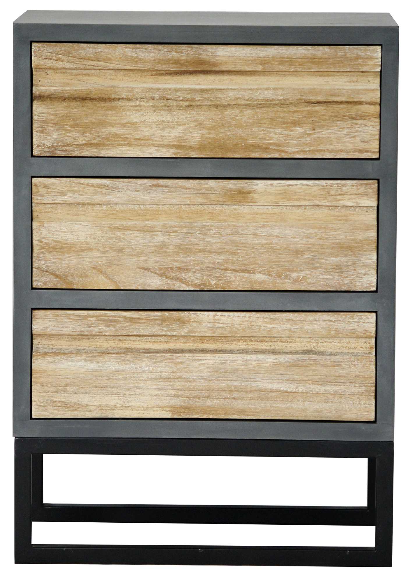 22" X 14" X 31" Gray W  Distressed Wood MDF  Wood  Iron Accent Cabinet with  Distressed Drawers