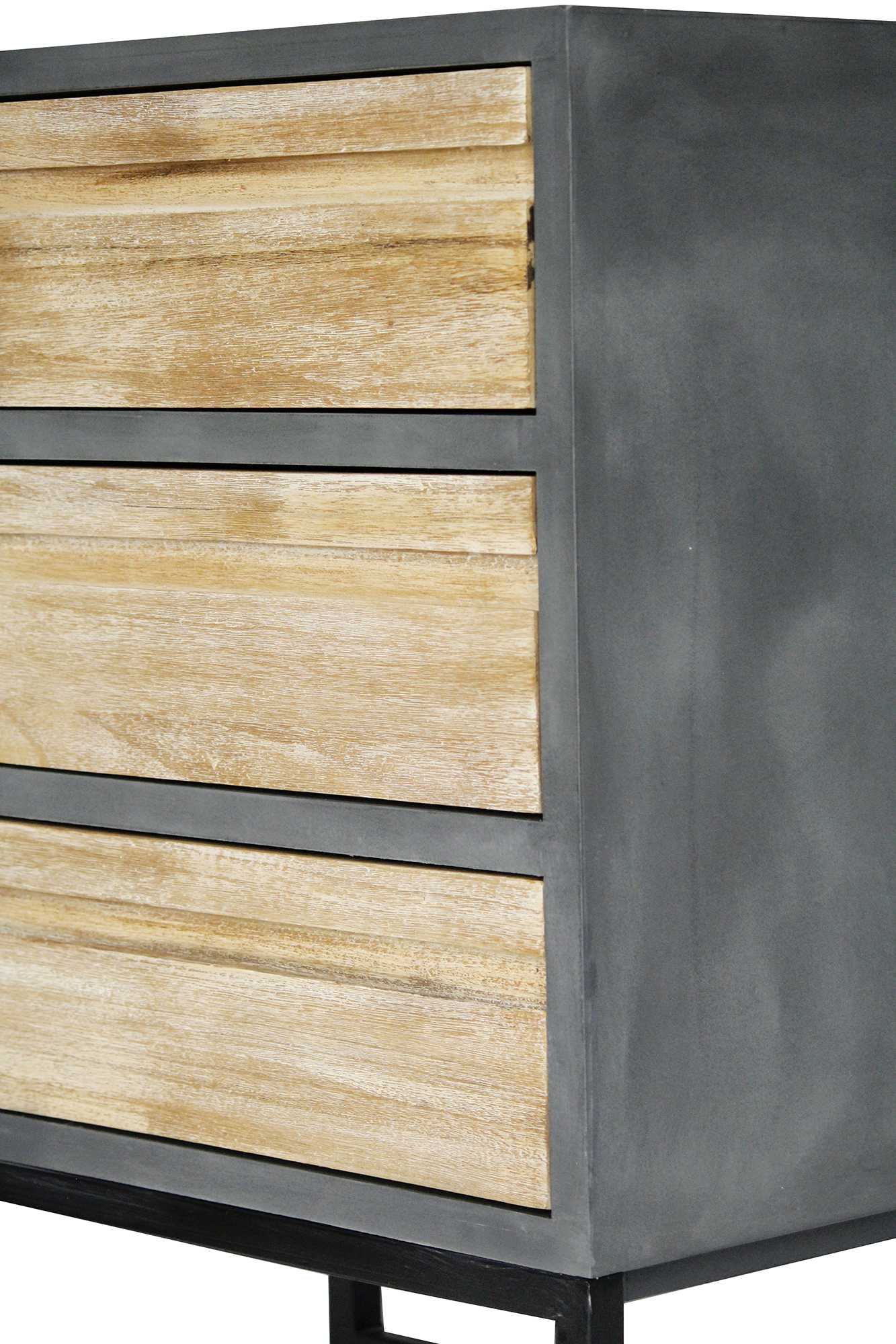 22" X 14" X 31" Gray W  Distressed Wood MDF  Wood  Iron Accent Cabinet with  Distressed Drawers