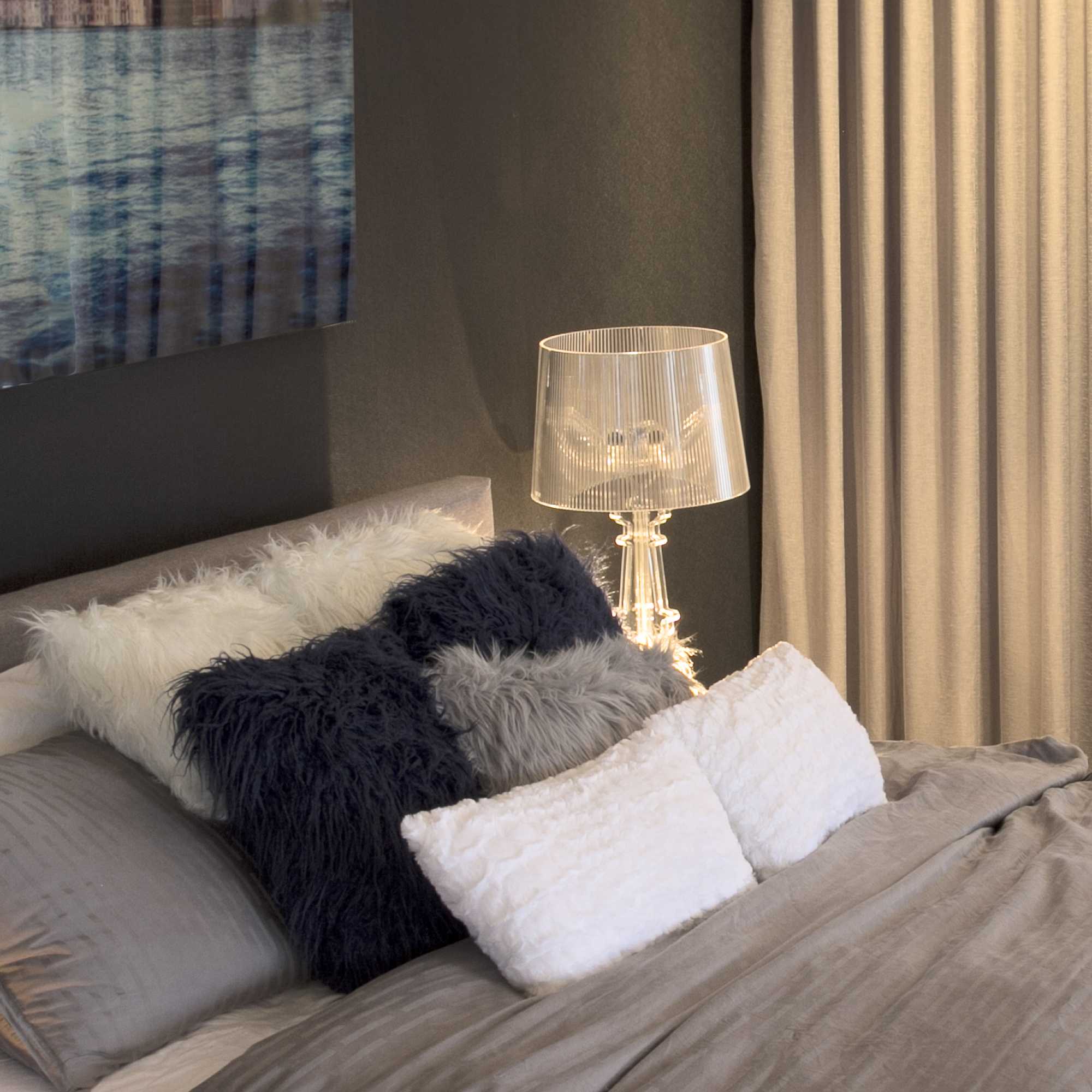 12" x 20" x 5" Ivory Mink Faux Fur - Pillow