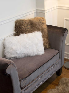 12" x 20" x 5" Off White Faux Fur - Pillow