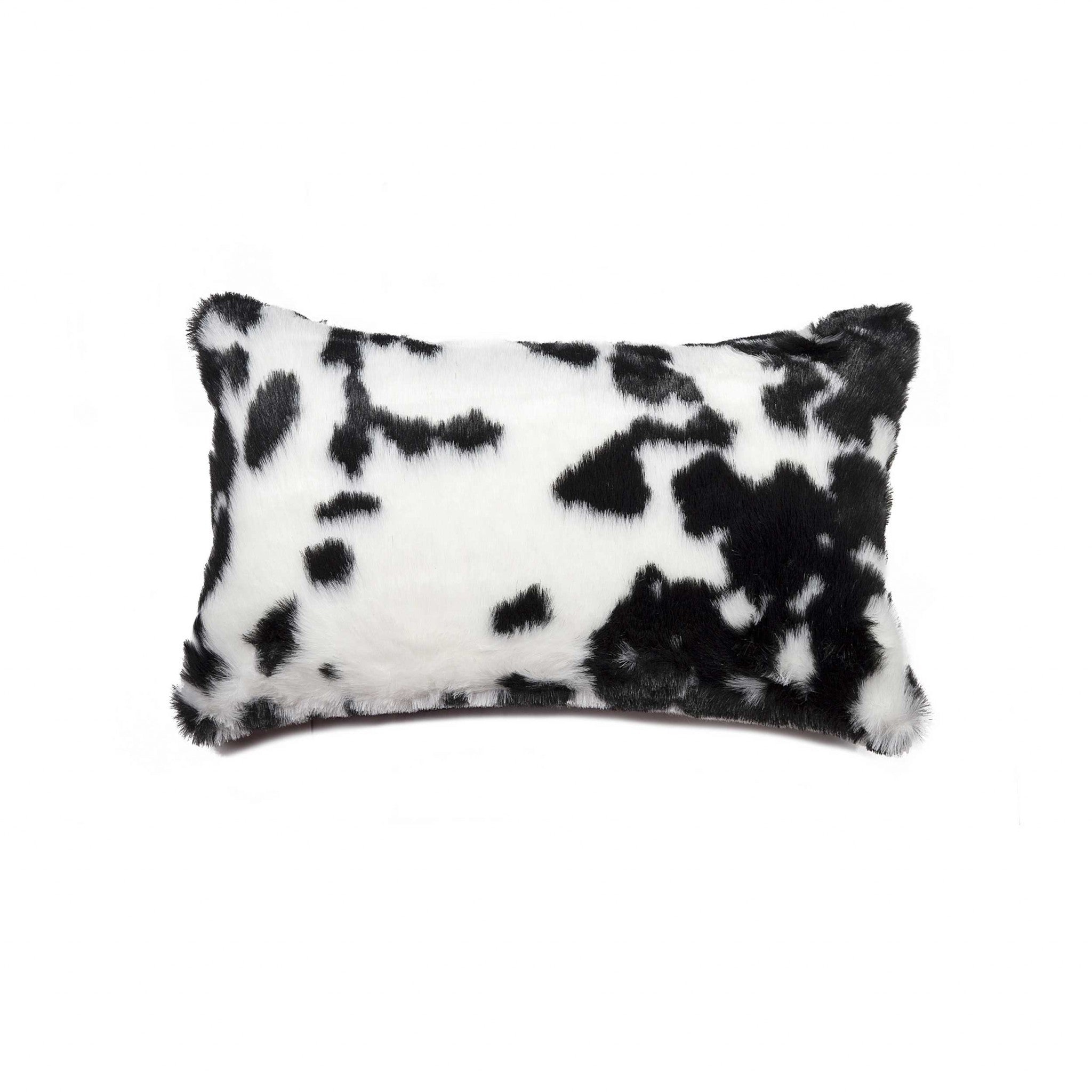 20" X 12" X 1"  Sugarland Black And White Faux Fur - Pillow - Pack of 2