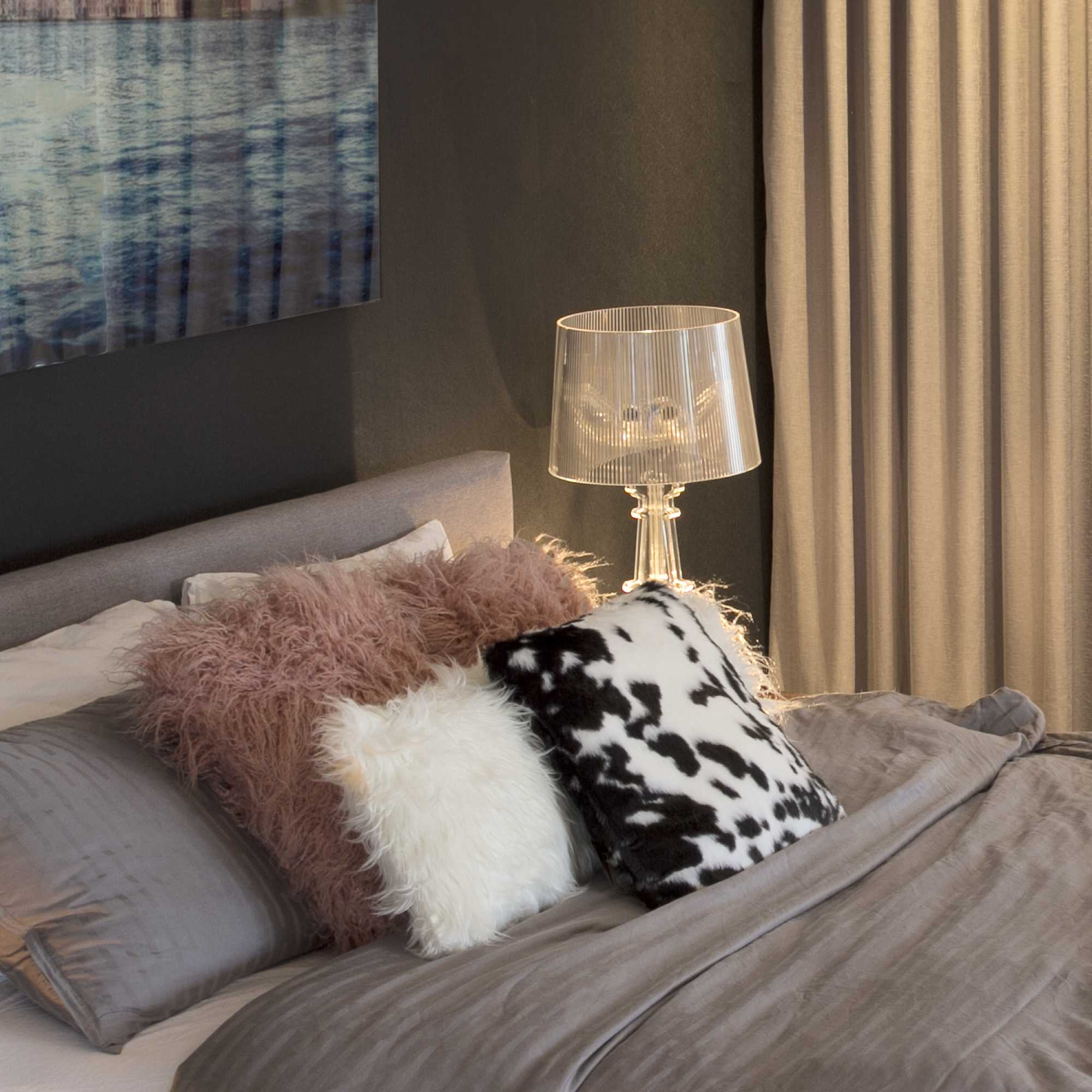 18" x 18" x 5" Sugarland Black And White Faux Fur - Pillow
