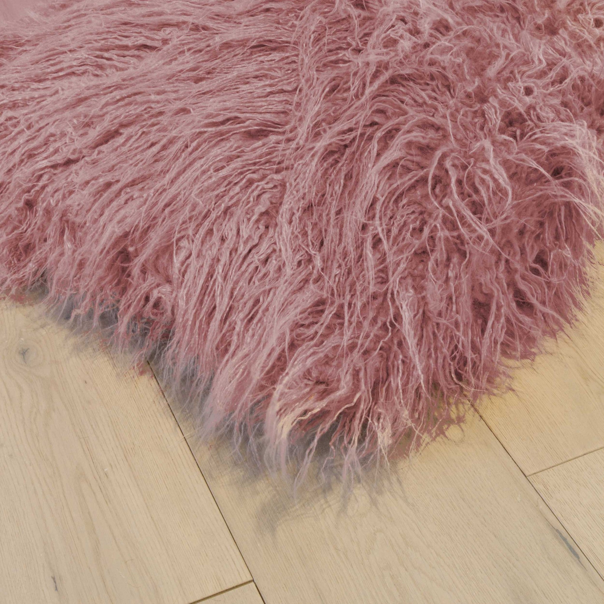 20" x 20" x 5" Dusty Rose Sheepskin Faux Fur - Pillow