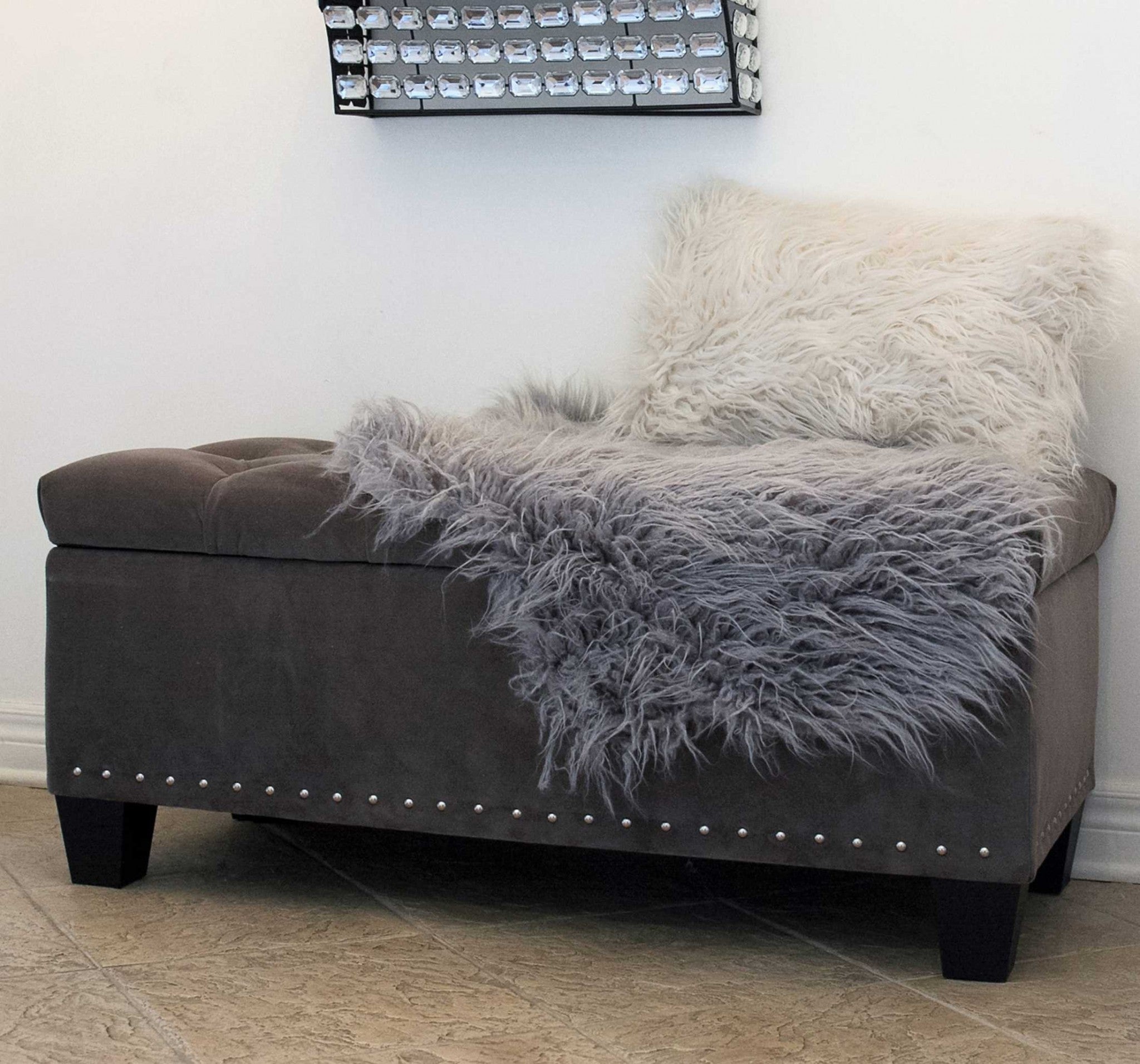 24" x 36" x 1.5" Sage Gray Sheepskin Faux Fur Single - Area Rug