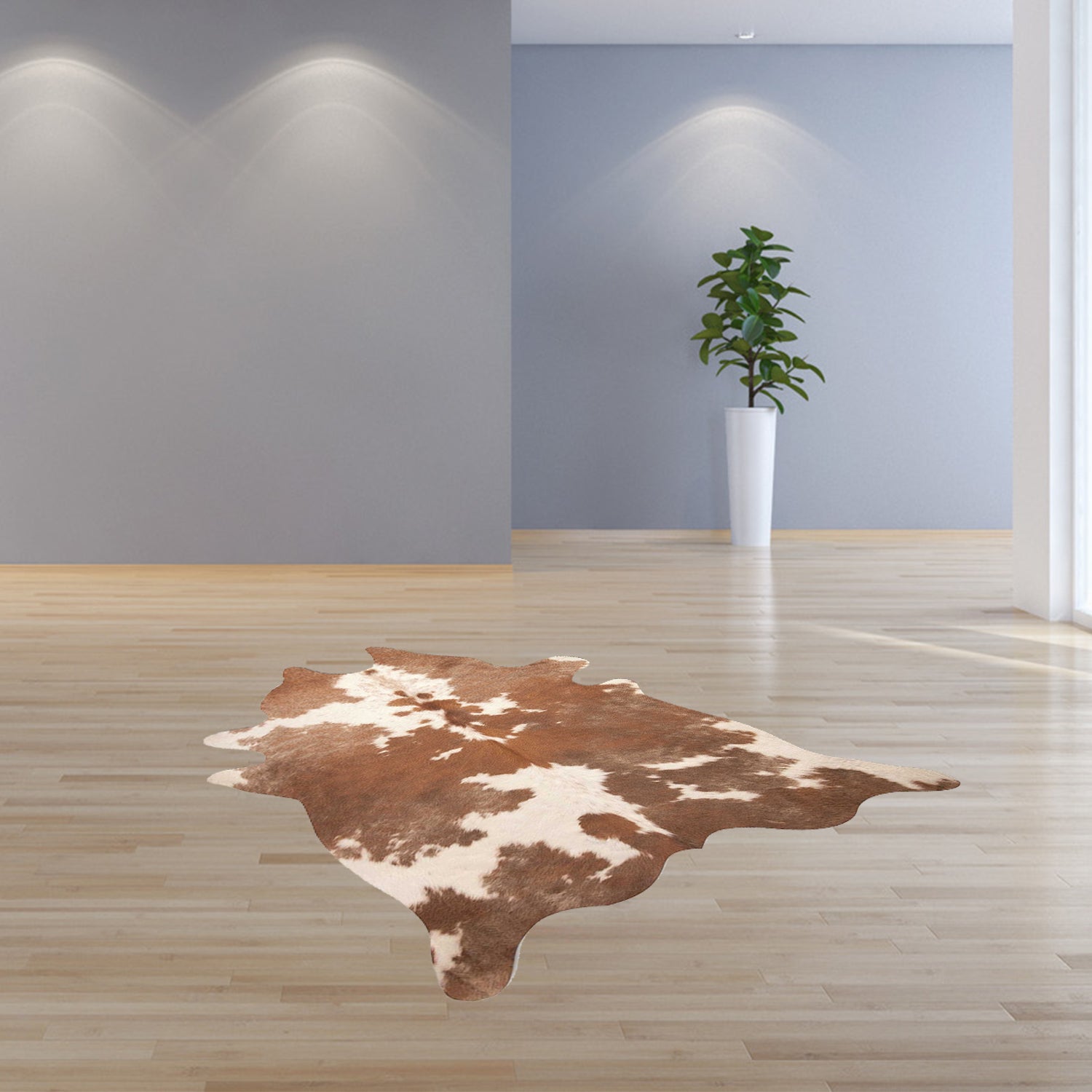 72" x 84" Brown and White, Cowhide - Rug