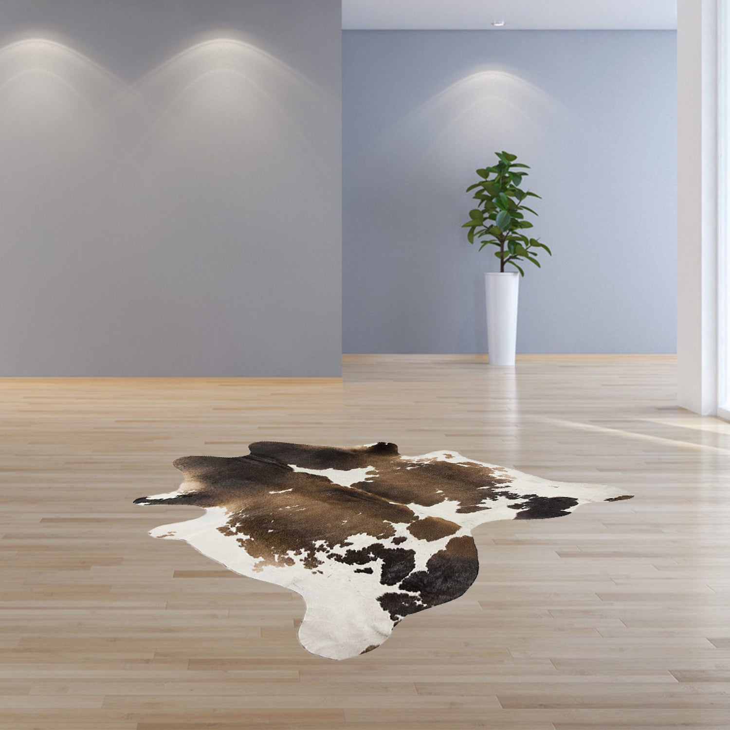 72" x 84" Taupe and White, Cowhide - Rug