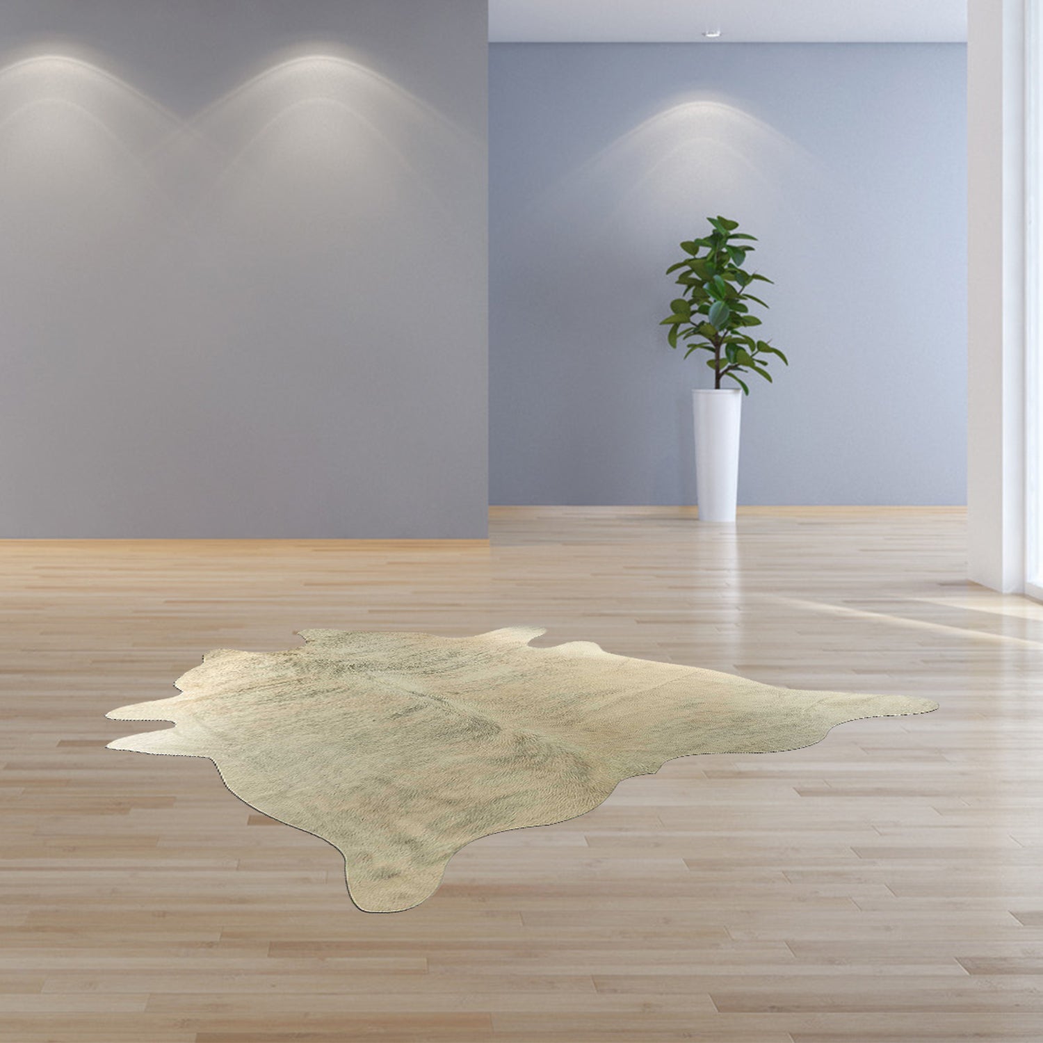 72" x 84" Light Taupe and Brown Exotic Cowhide  Rug