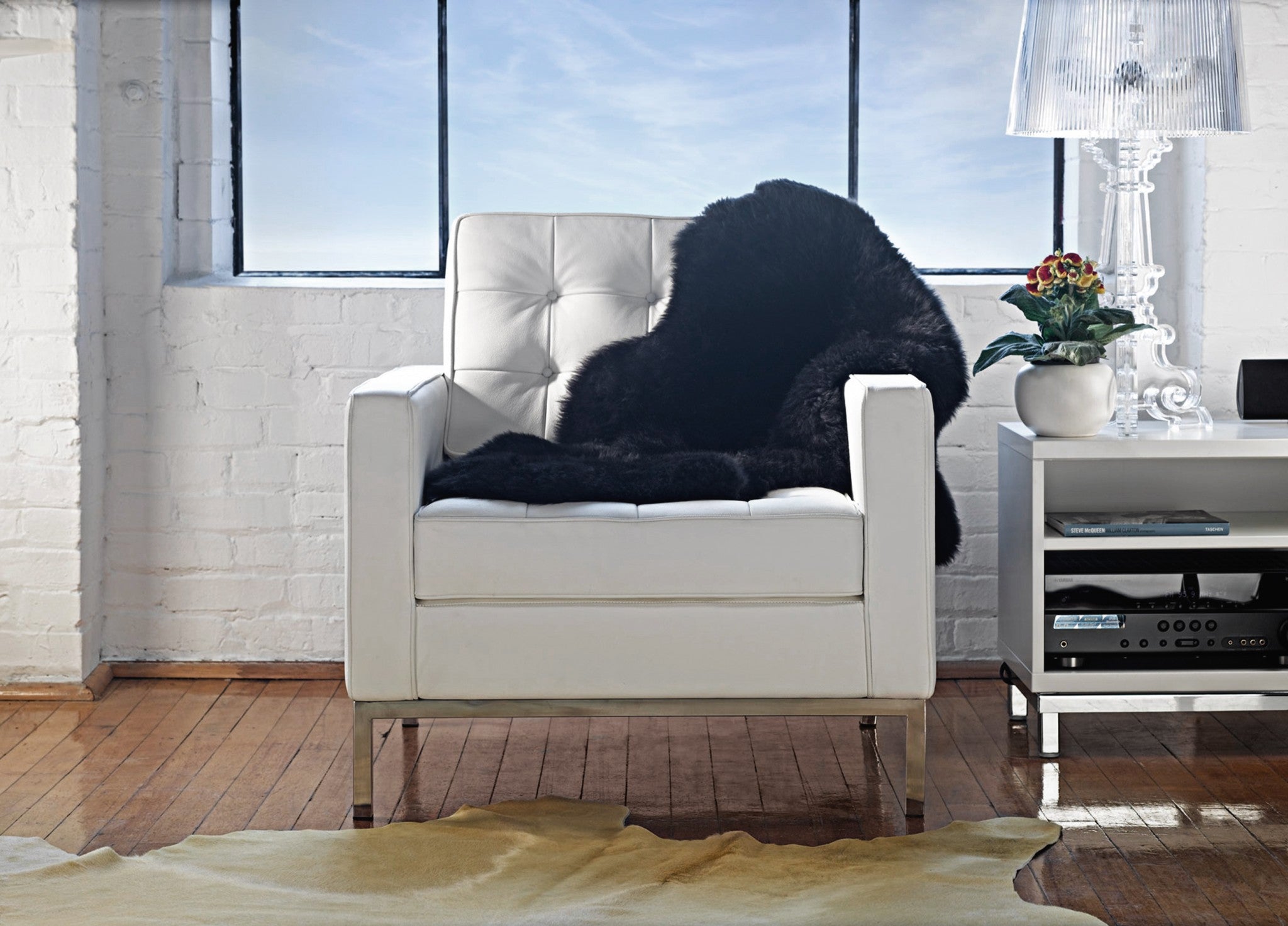 24" x 72" x 2" Black, Double Sheepskin - Area Rug