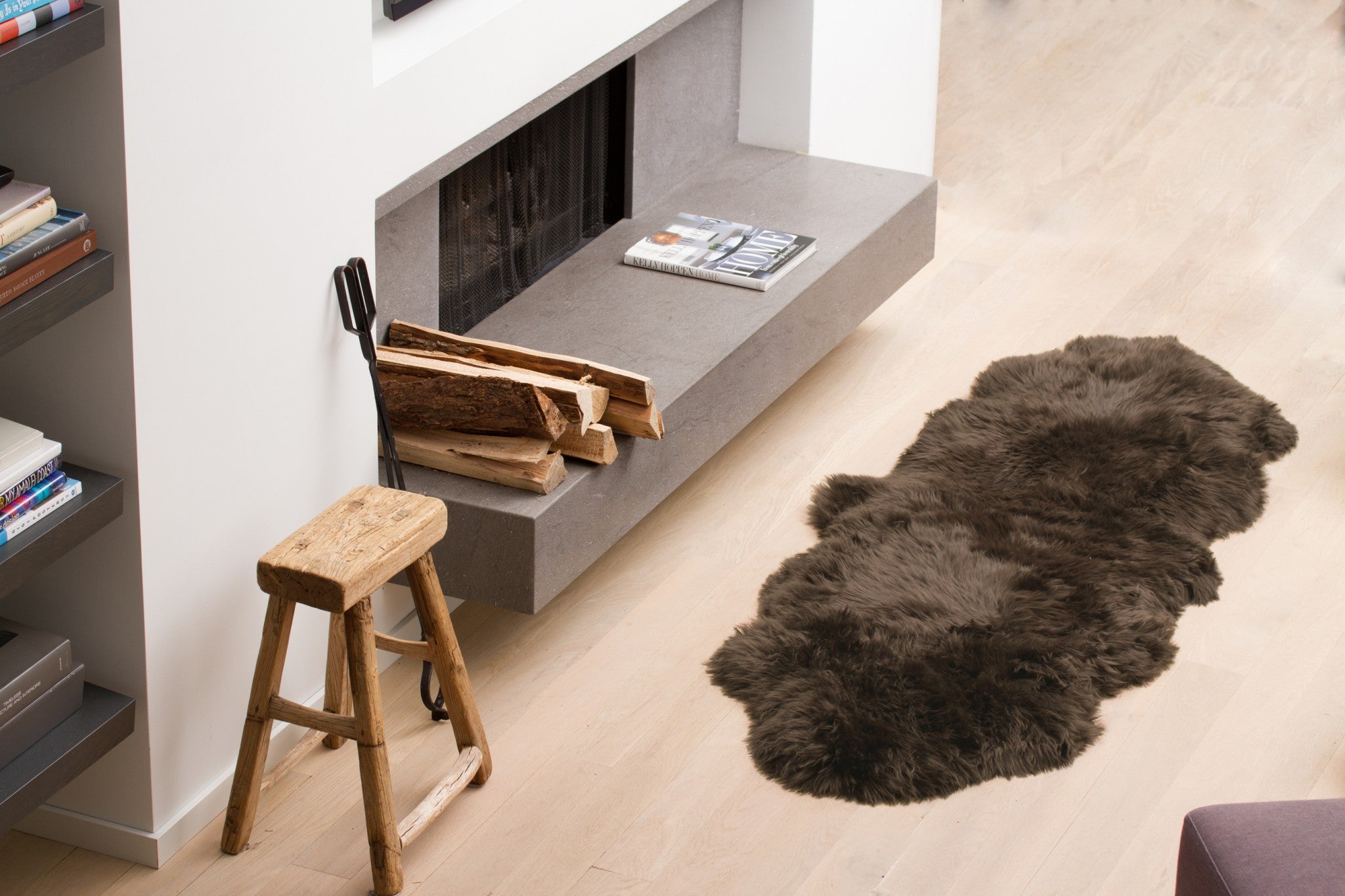 24" x 72" x 2" Chocolate, Double Sheepskin - Area Rug