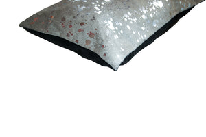 12" x 20" x 5" Silver And Gray Cowhide - Pillow