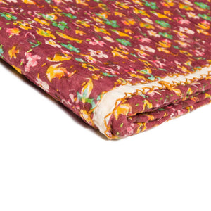 50" x 70" Maroon, Kantha Cotton - Throw Blanket