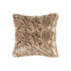 18" x 18" x 5" Tan Faux Fur - Pillow
