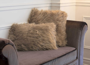 18" x 18" x 5" Tan Faux Fur - Pillow