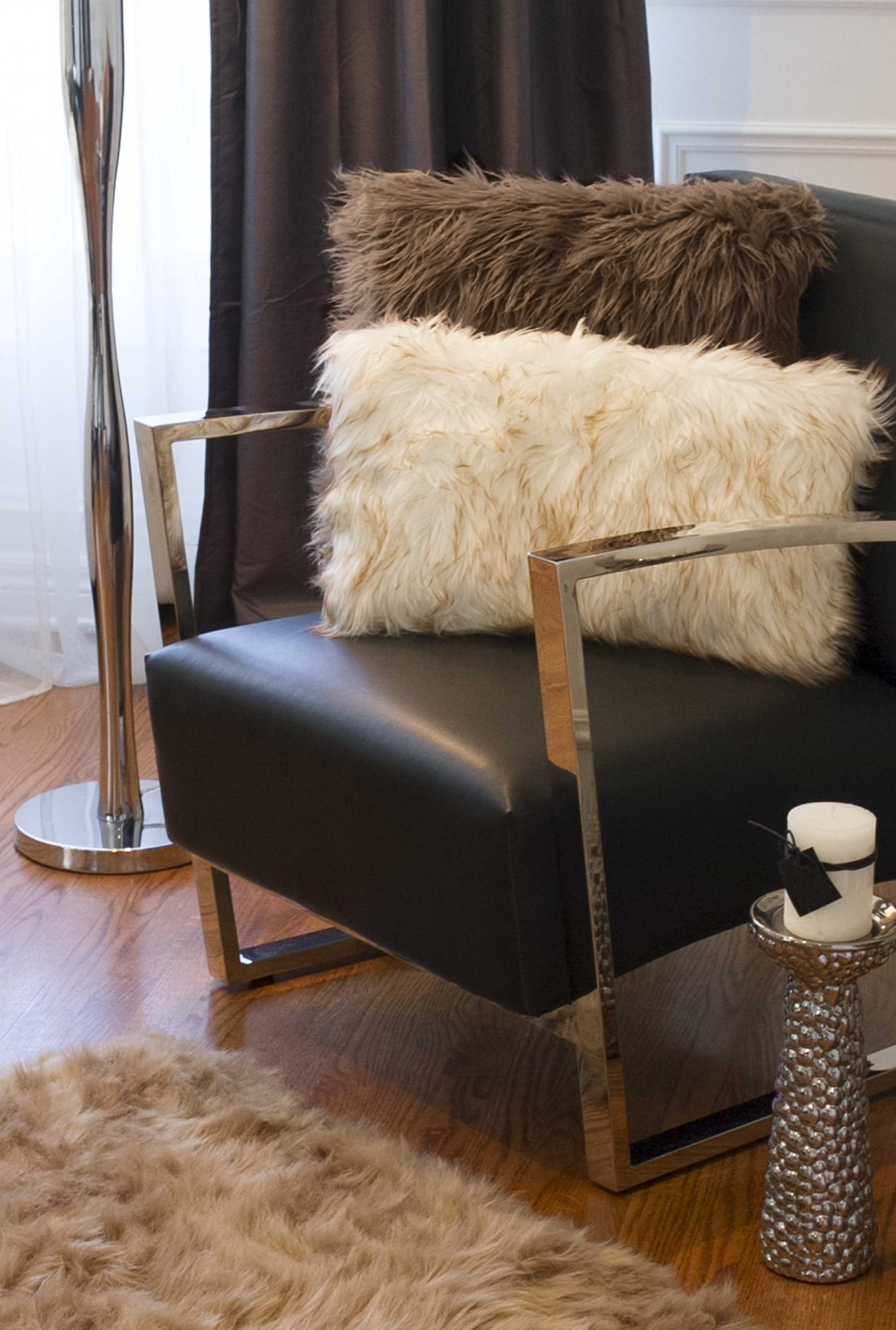 18" x 18" x 5" Tan Faux Fur - Pillow