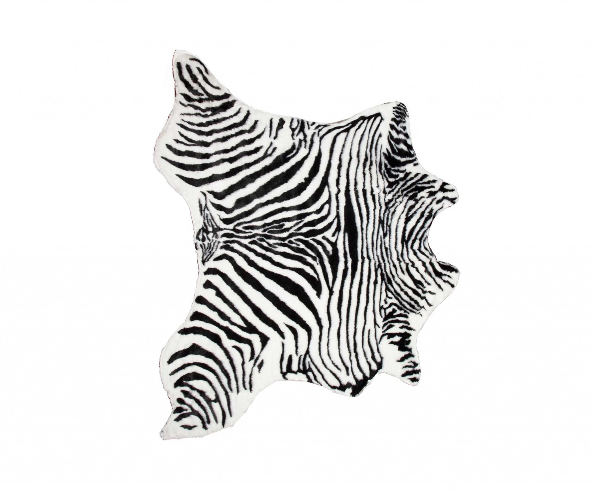 51" x 60" Denton Zebra Black And White, Faux Hide - Area Rug