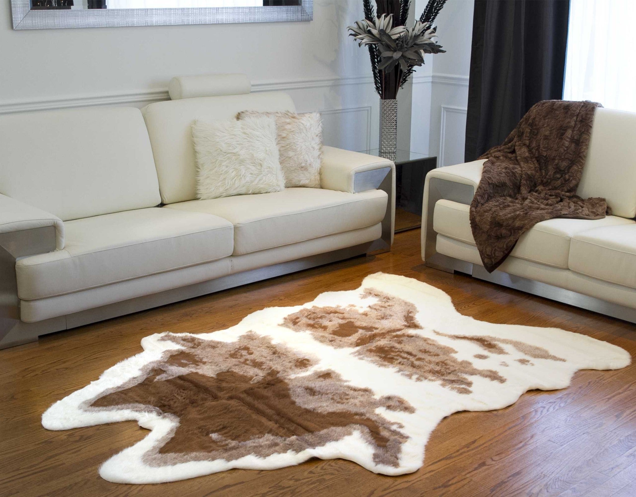 51" x 60"  Brown And Natural, Faux Hide - Area Rug