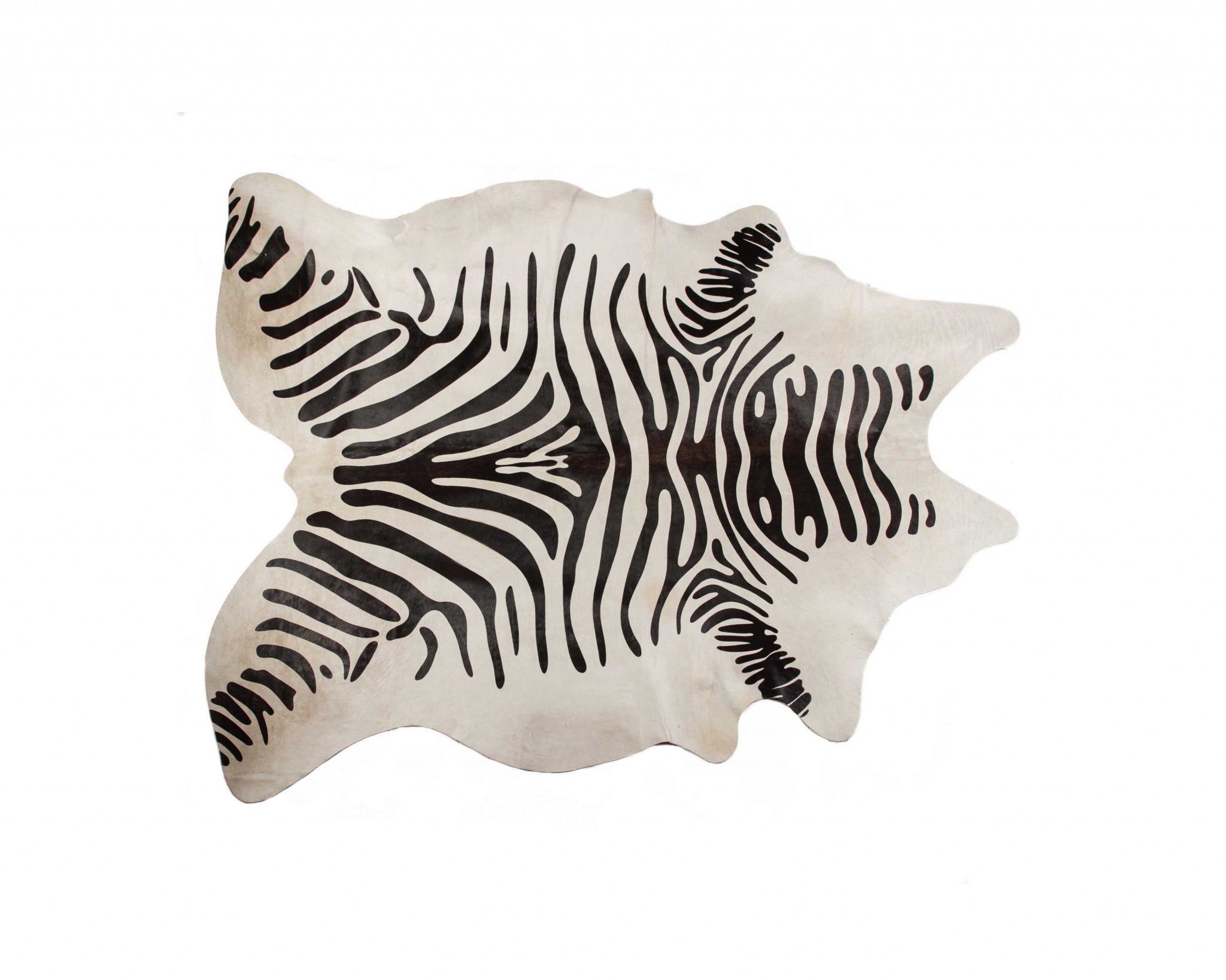 72" x 84" Zebra Black On Off-White, Cowhide - Rug
