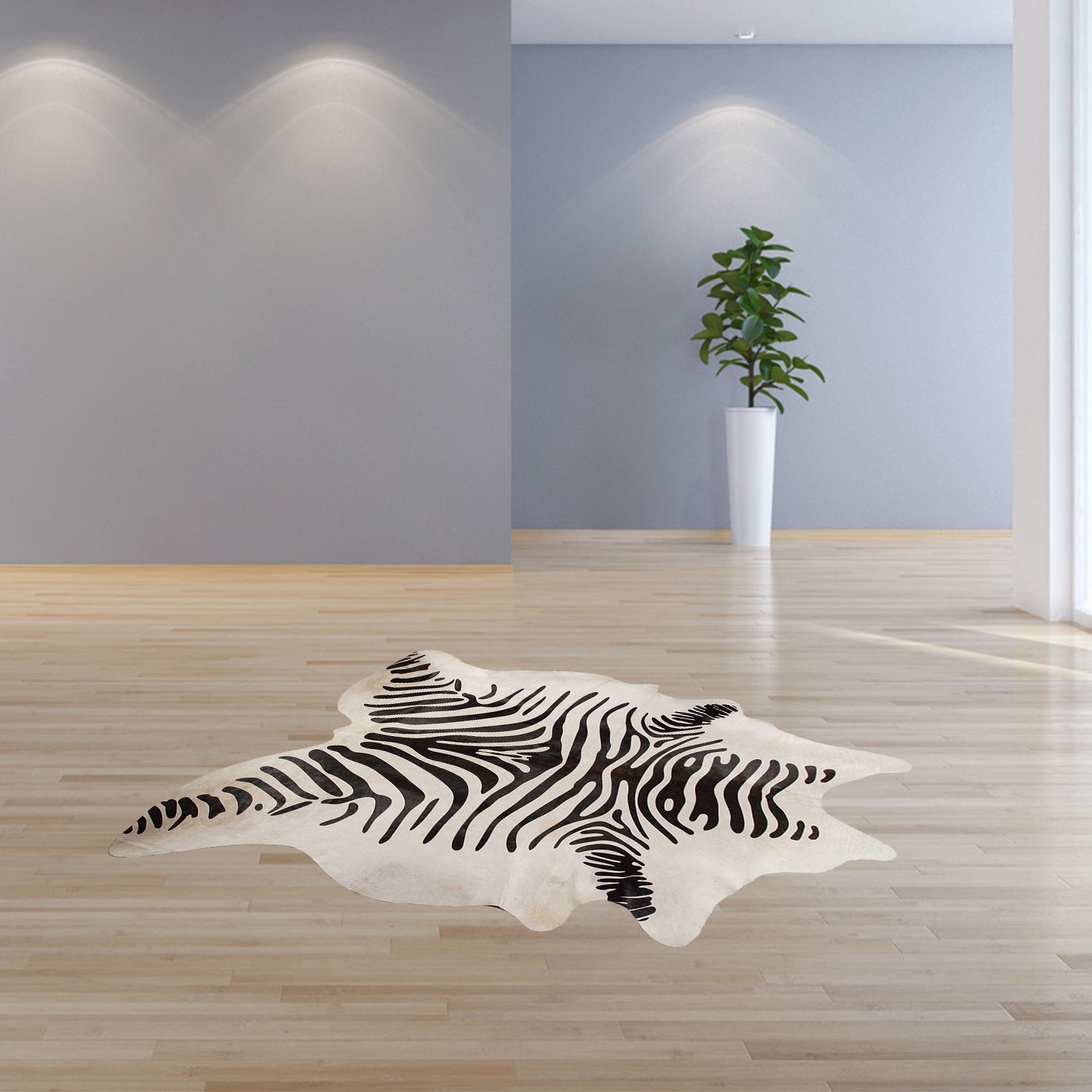 72" x 84" Zebra Black On Off-White, Cowhide - Rug